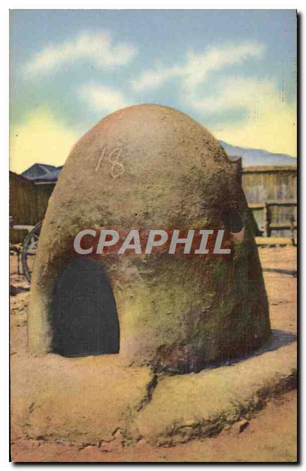 CPA Far West Cow Boy Adobe bake oven of the Southwest
