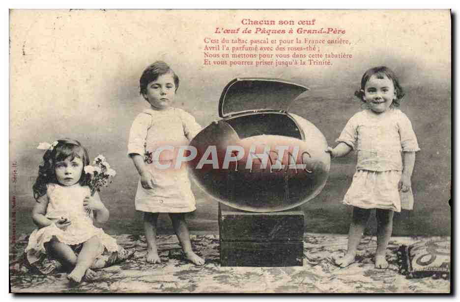CPA Tabac Enfants oeuf Paques