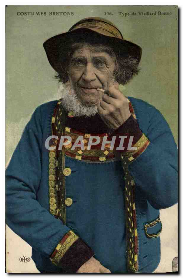 CPA Tabac Type de vieillard breton Folklore 