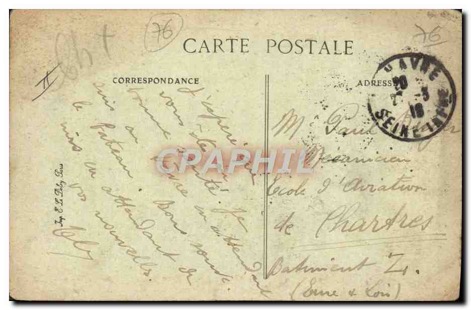 CPA Bateau Paquebot Le Havre Le Transatlantique France et l'entree du port — Verso