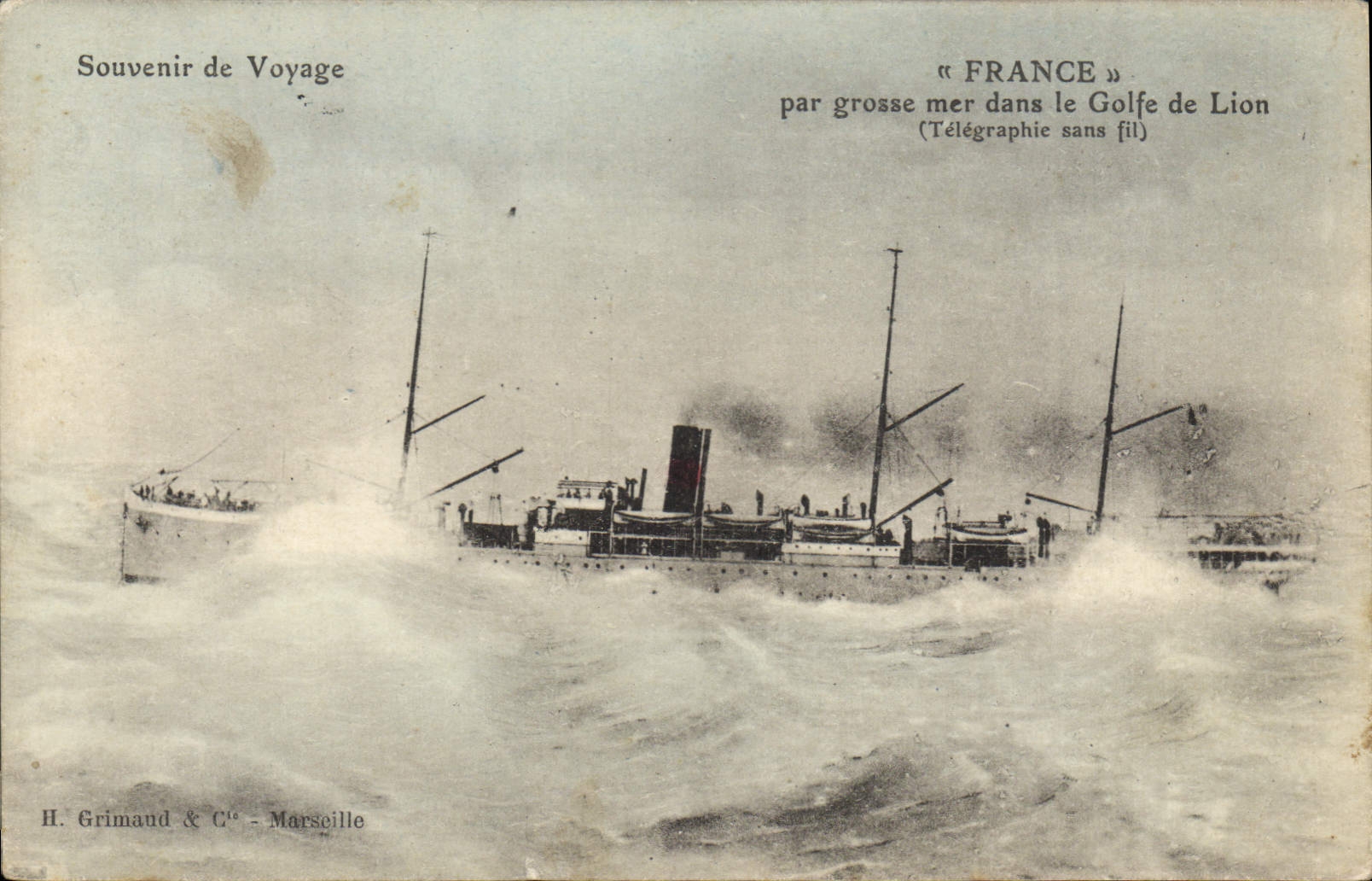 « FRANCE » — par grosse mer dans le Golfe de Lion — H. Grimaud & Cie - Marseille