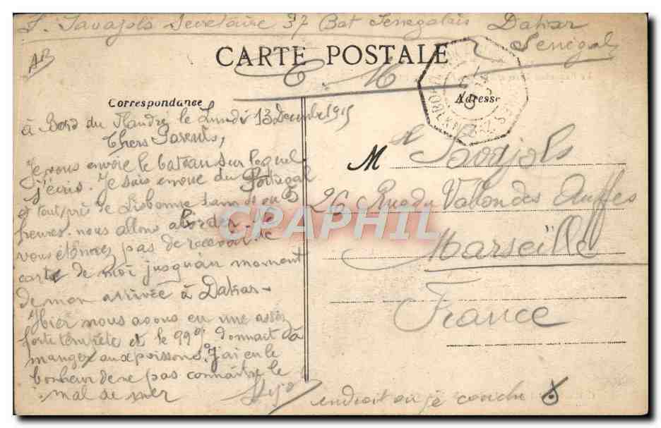 Saint-Nazaire — Le Paquebot Transatlantique Flandre quitte le Port — Collection Delaveau-Joubier — Verso
