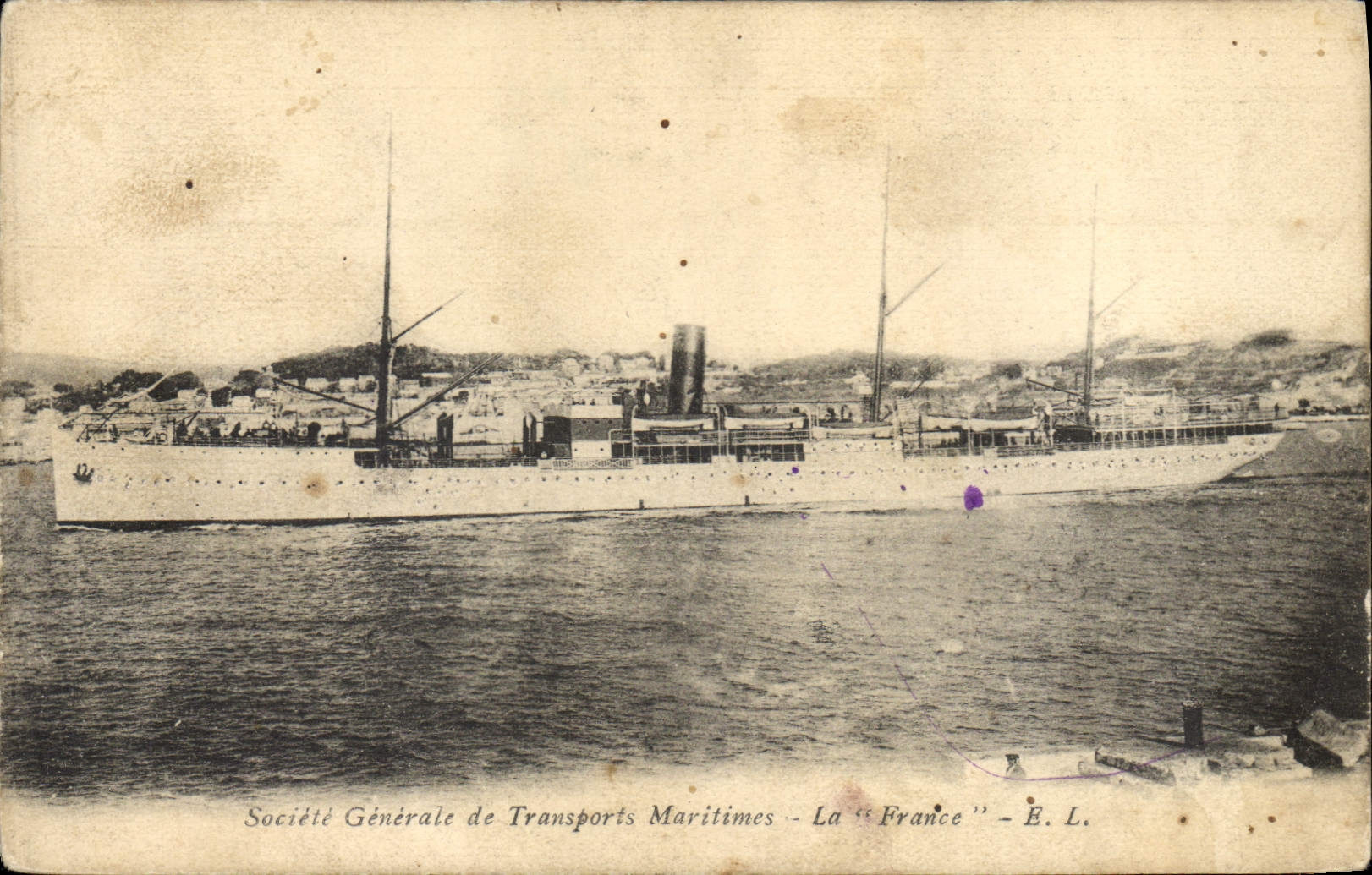 La "France" — navire de la Société Générale de Transports Maritimes — Éditeur B. L.