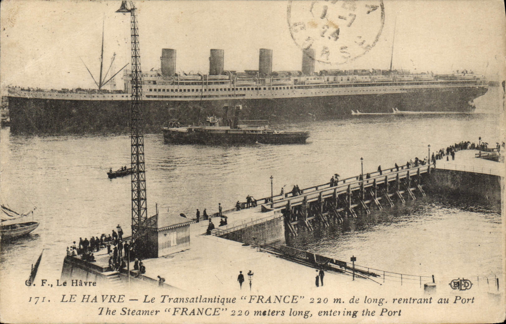 Le Havre — Le Transatlantique "FRANCE" 220 m. de long, rentrant au Port