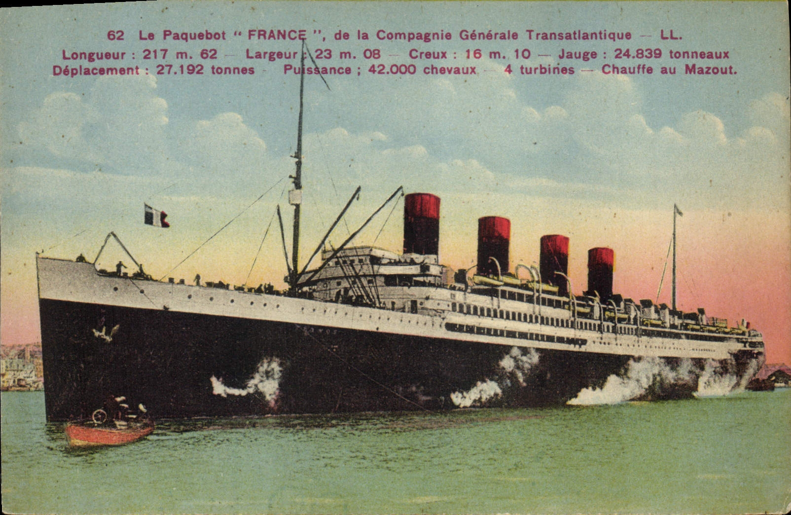 CPA Bateau Paquebot France de la Compagnie Generale Transatlantique