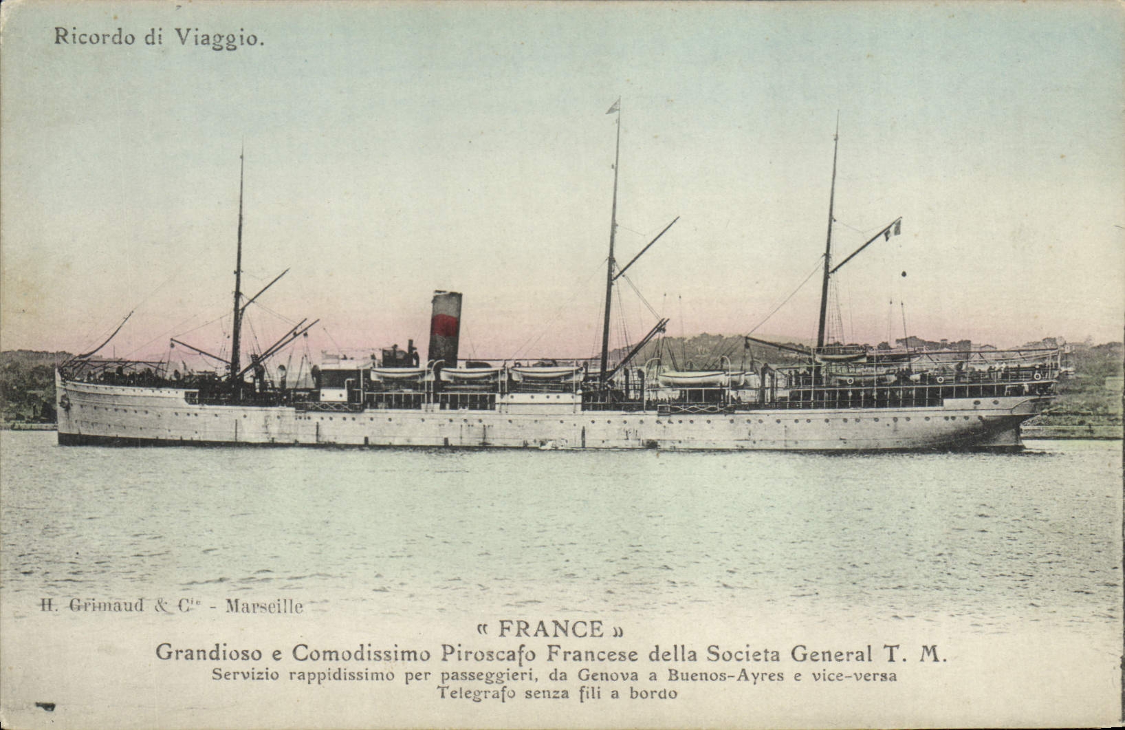 Piroscaph « France » — service passager Genova-Buenos Aires — H. Grimaud & C° - Marseille