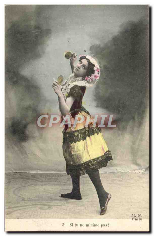 Donna in costume da scena — testo stampato — M. F. Paris, n°3