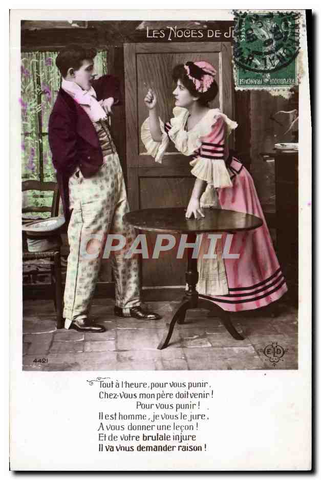 CPA Fantaisie Femme Les noces de Jeannette