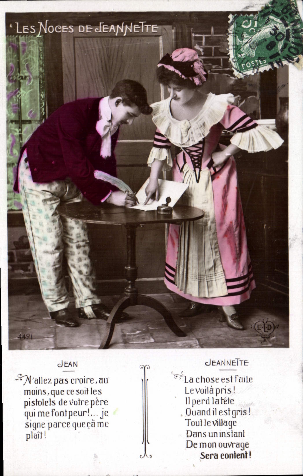 CPA Fantaisie Femme Les noces de Jeannette