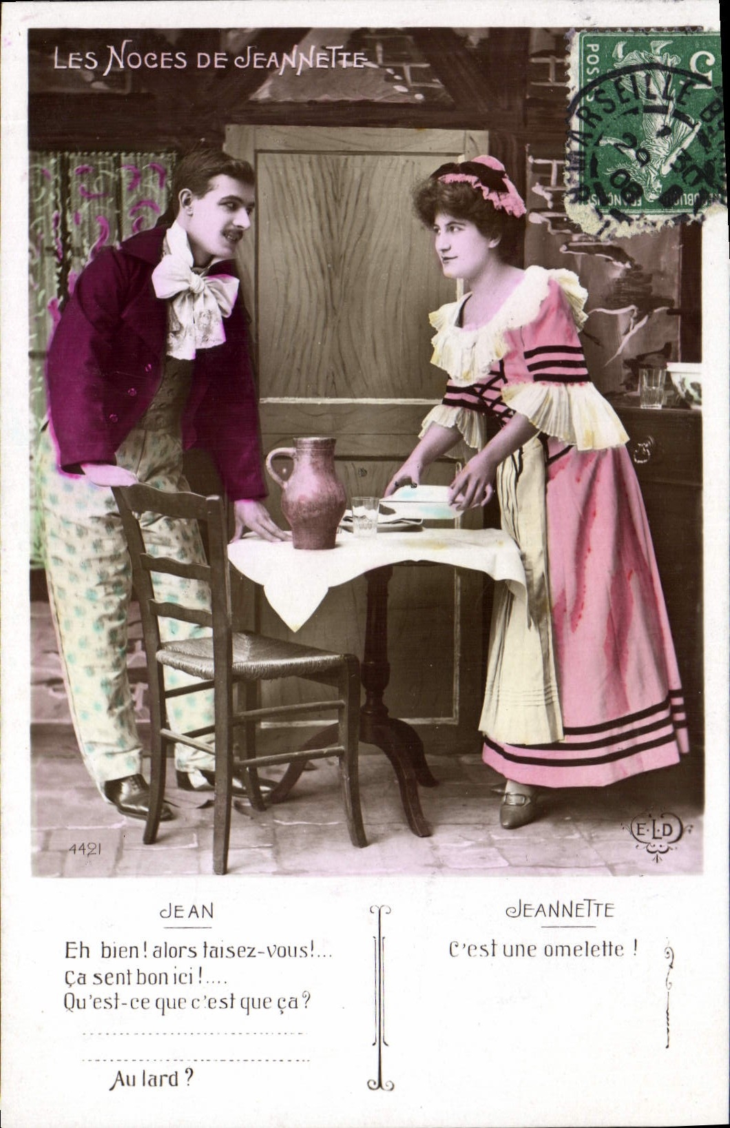 CPA Fantaisie Femme Les noces de Jeannette