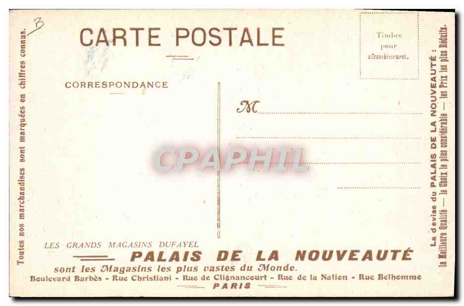 Paris 1918 — Palais de la Nouveauté — Imp. E. Desfossés — Back