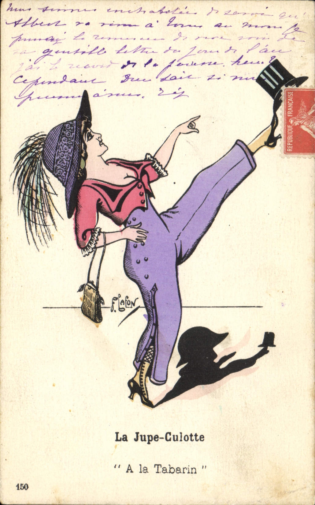 CPA Fantaisie Illustrateur Lafon Femme La jupe culotte A la Tabarin 