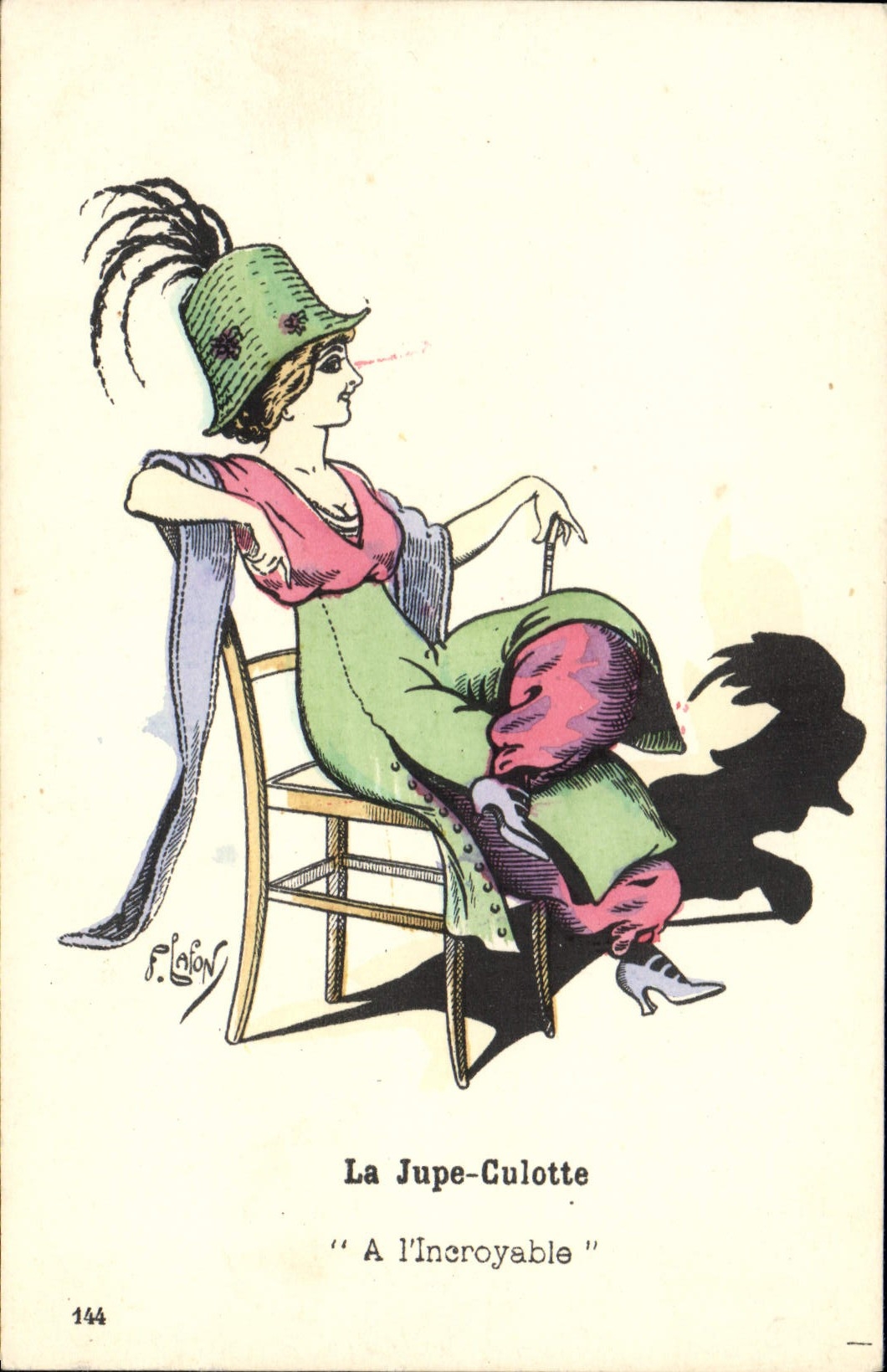 CPA Fantaisie Illustrateur Lafon Femme La jupe culotte A l'incroyable