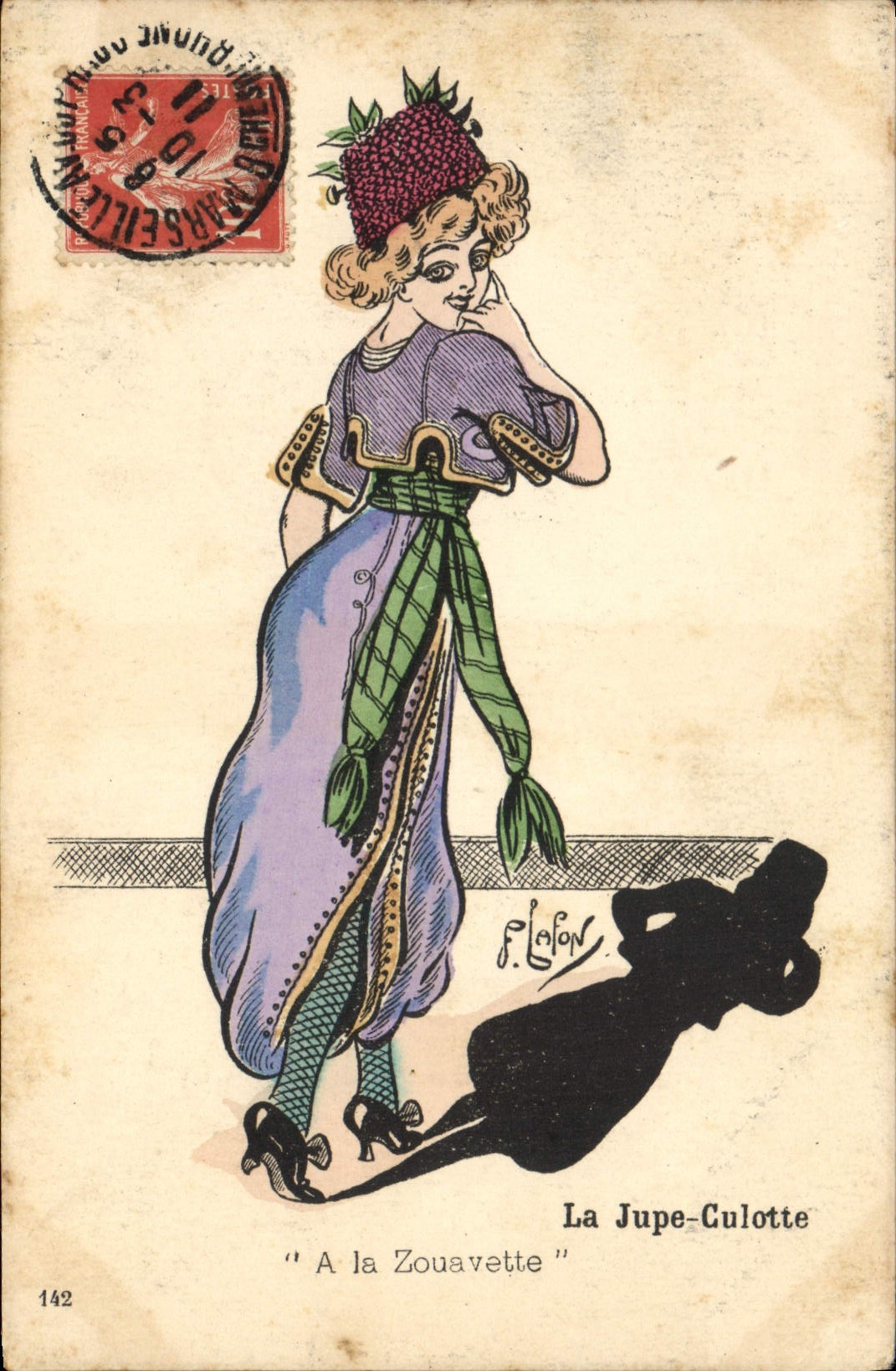 CPA Fantaisie Illustrateur Lafon Femme La jupe culotte A la zouavette