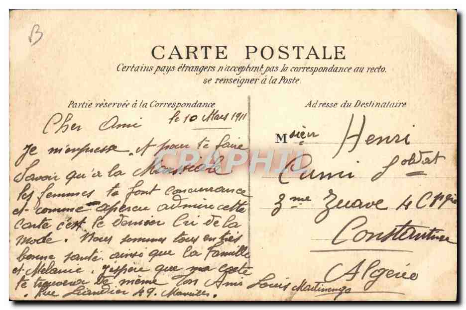 CPA Fantaisie Illustrateur Lafon Femme La jupe culotte A la zouavette — Rückseite