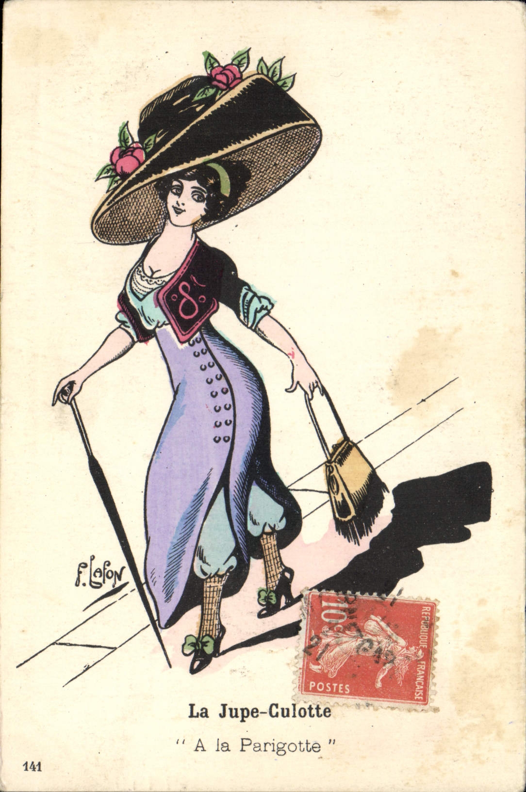 CPA Fantaisie Illustrateur Lafon Femme La jupe culotte A la Parigotte 