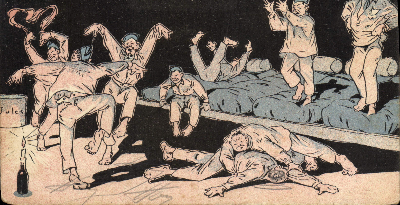 Scène de nuit dans une caserne — Jules — Éditeur Jules