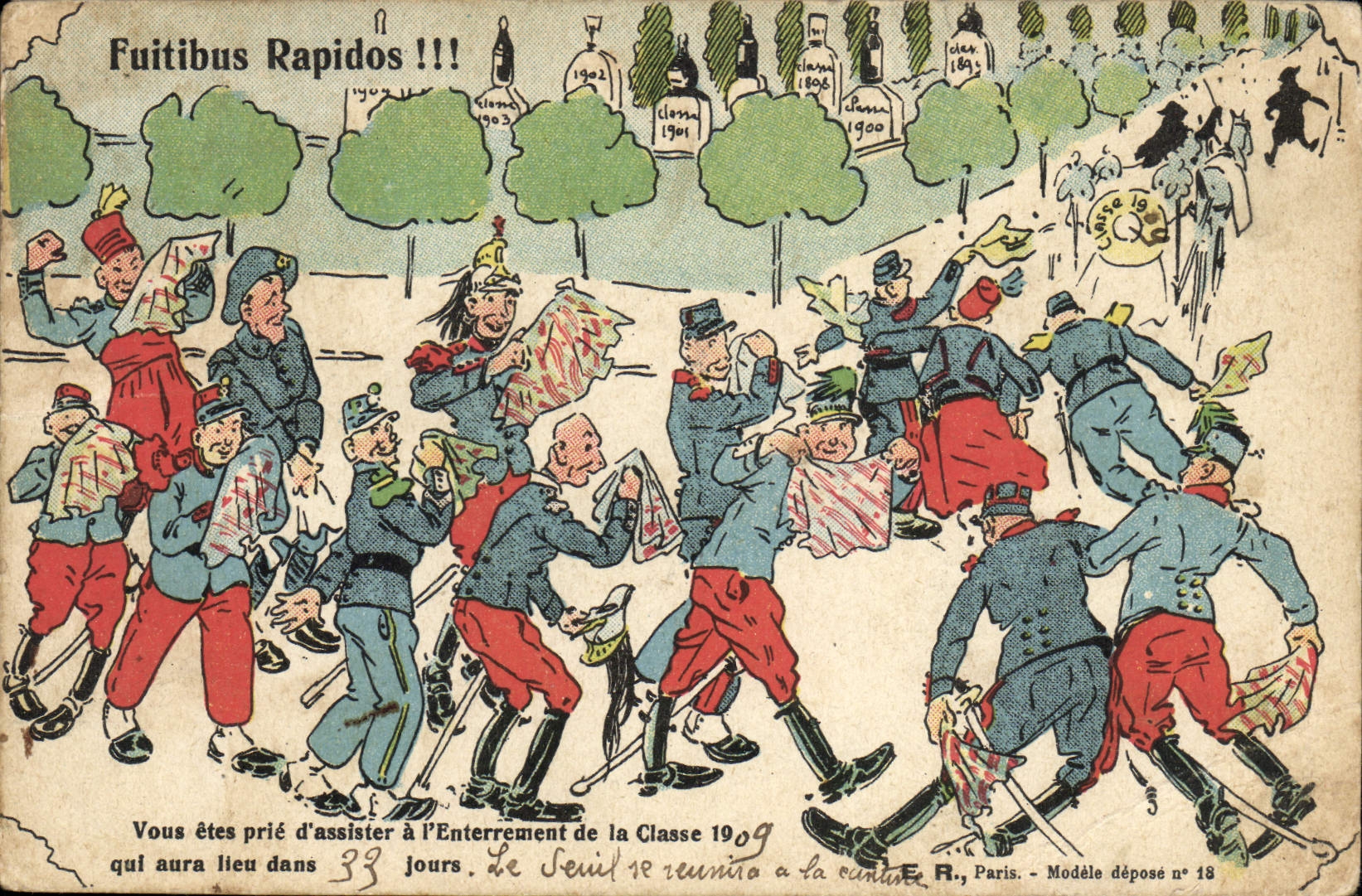 CPA Fantaisie Militaria Fuitibos Rapidos 