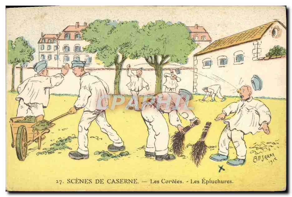 Scènes de Caserne — Les Corvées — Les Épluchures — G. P. JARRY 1912