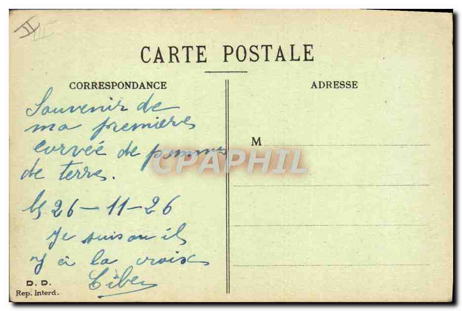 Scènes de Caserne — Les Corvées — Les Épluchures — G. P. JARRY 1912 — Verso