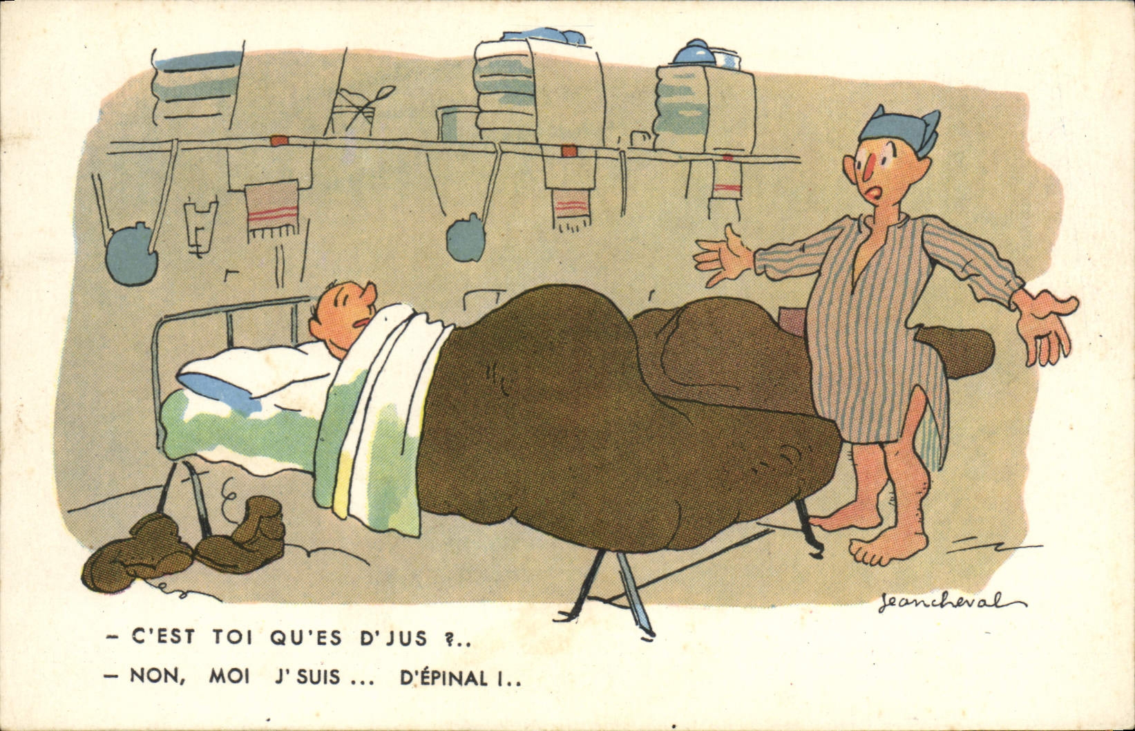 Scène humoristique en chambre d'hôpital — Jeancheval, éditeur Picard, Paris