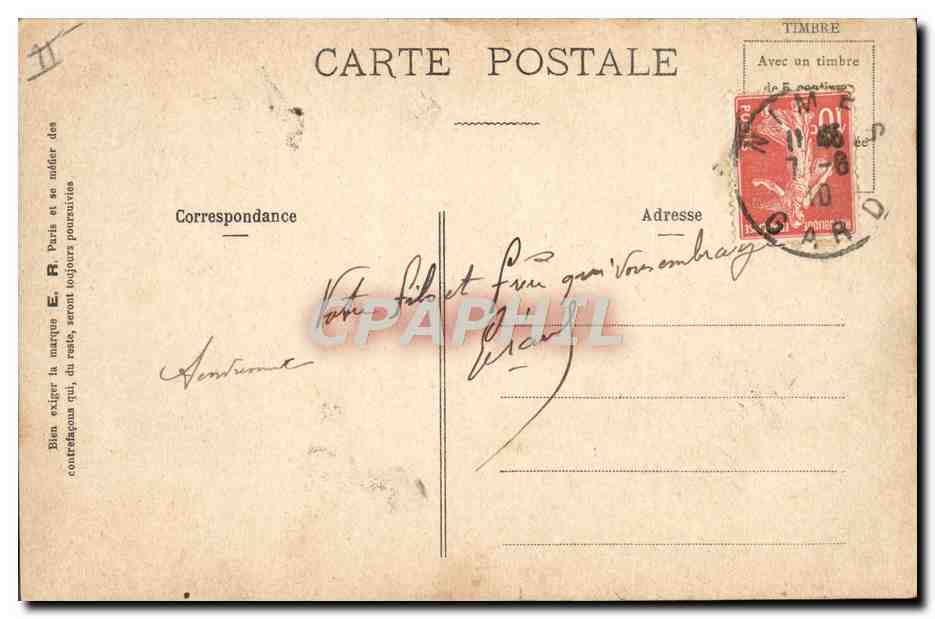 Scènes militaires — Éditeur E.R., Paris, Modèle déposé n° 14877 — Reverso