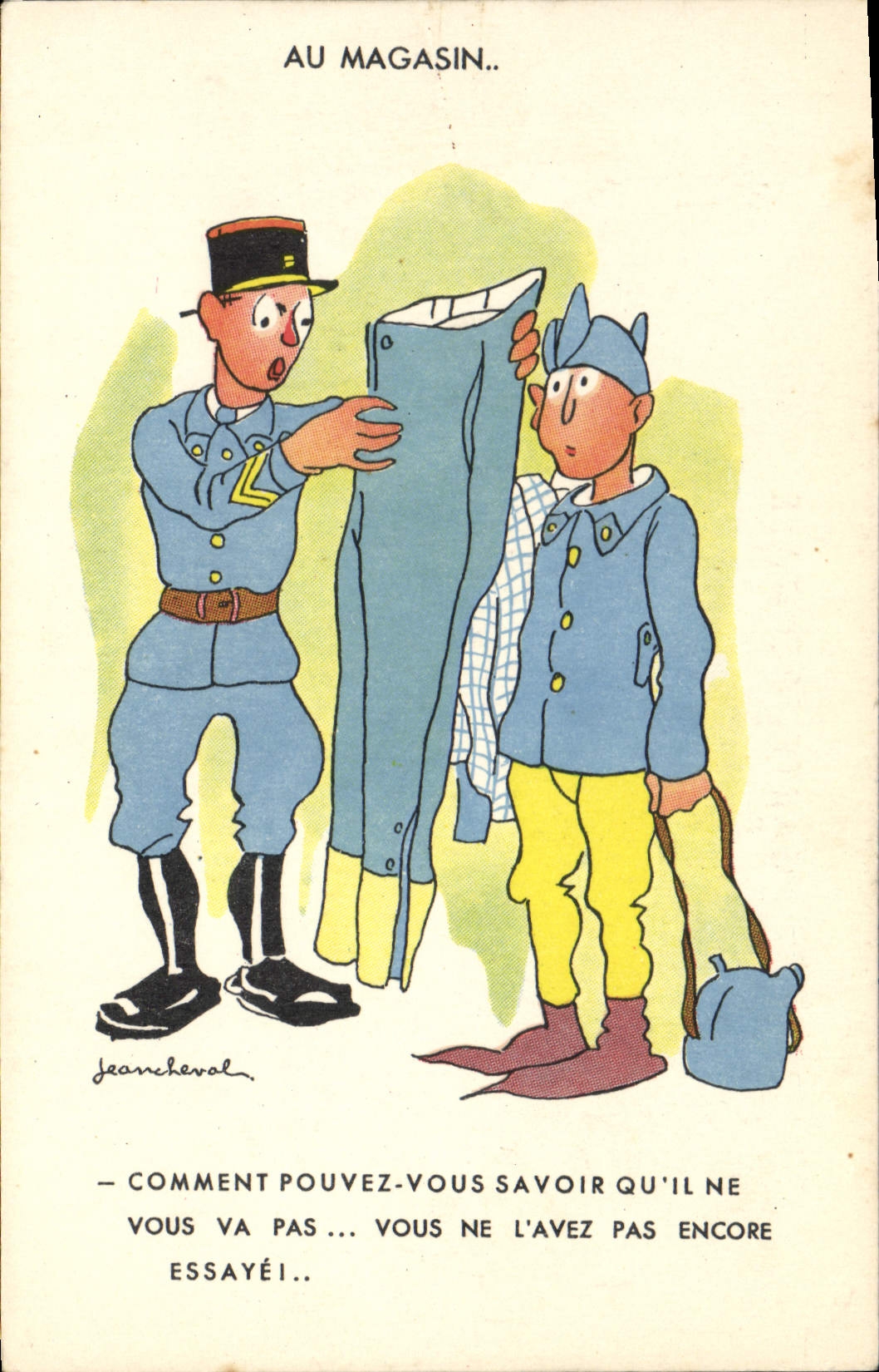 Soldats au magasin — caricature — Jeancheral