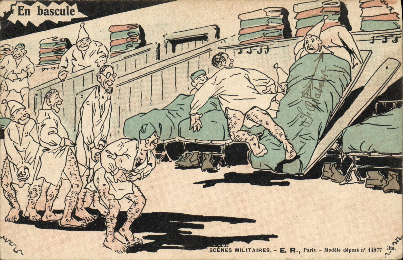 Scènes militaires — En bascule — E.R., Paris, Modèle déposé n° 14877