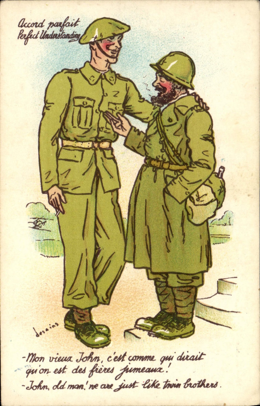 Accord parfait — Soldats alliés britannique et français — Série Militaire 210