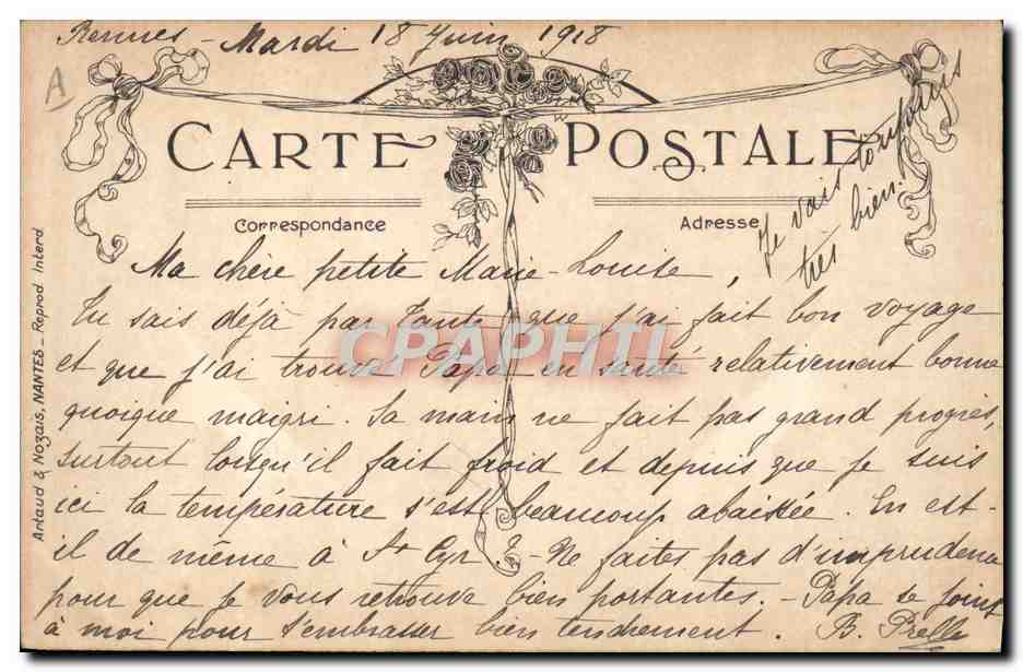 CPA Bretagne Kenavo Folklore Train — Verso