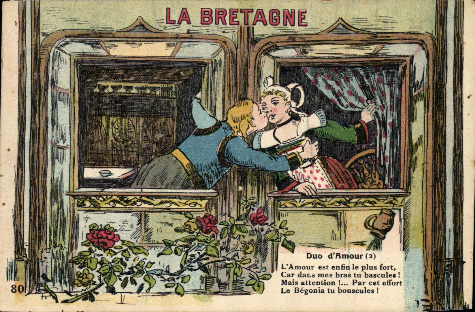CPA Bretagne Duo d'amour Folklore
