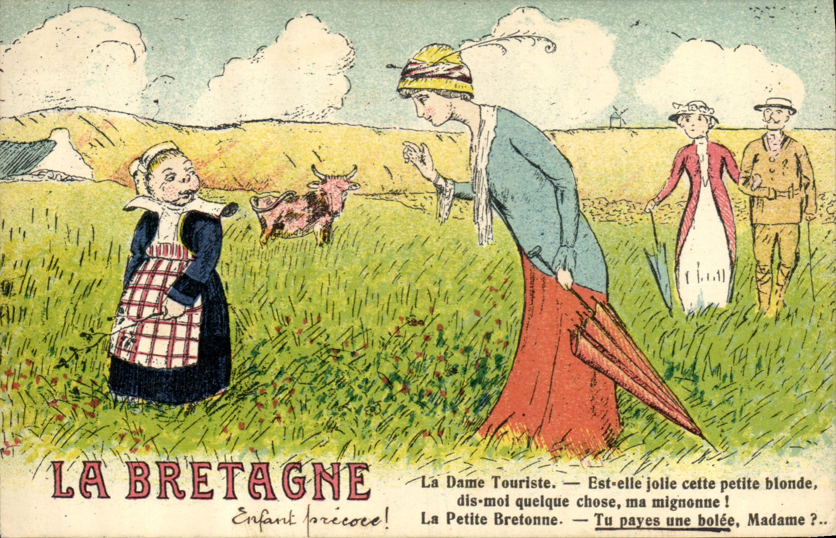 CPA Bretagne La dame touriste Folklore