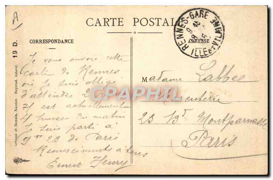 CPA Bretagne Enfin seuls Folklore — Verso