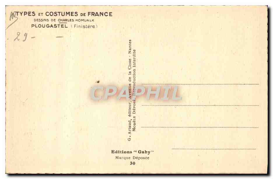 CPA Charles Homualk Plougastel Folklore — Verso