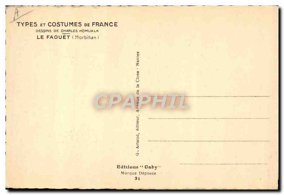 CPA Charles Homualk Le Faout Folklore — Verso
