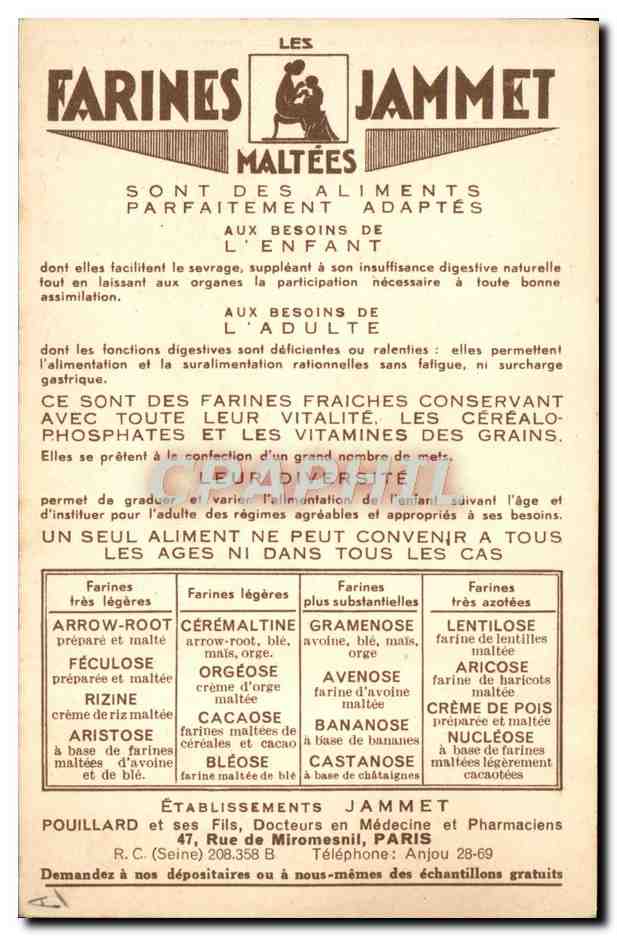 CPA Bretagne Farines Jammet  — Verso