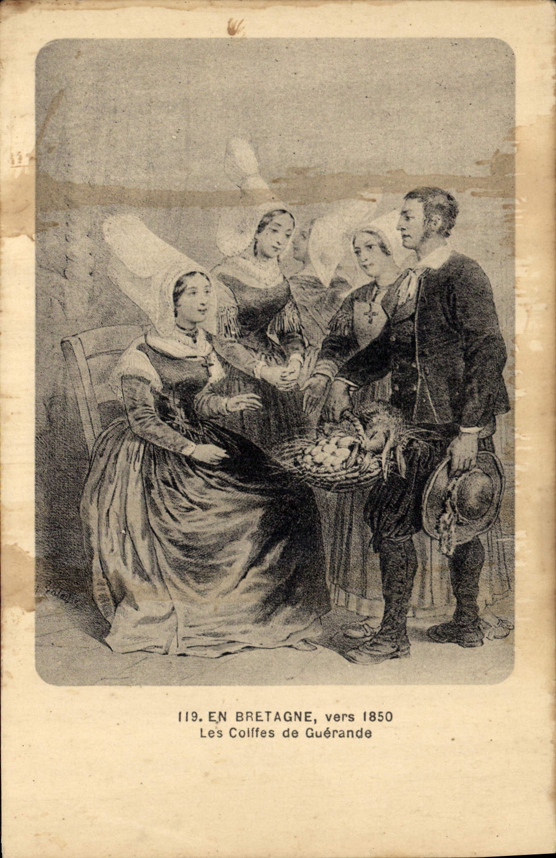 CPA Bretagne vers 1850 Les coiffes de Guerance 