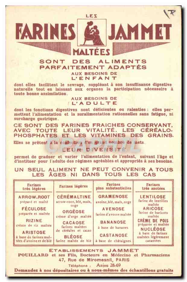 CPA Farines Jammet Bretagne Folklore — Verso
