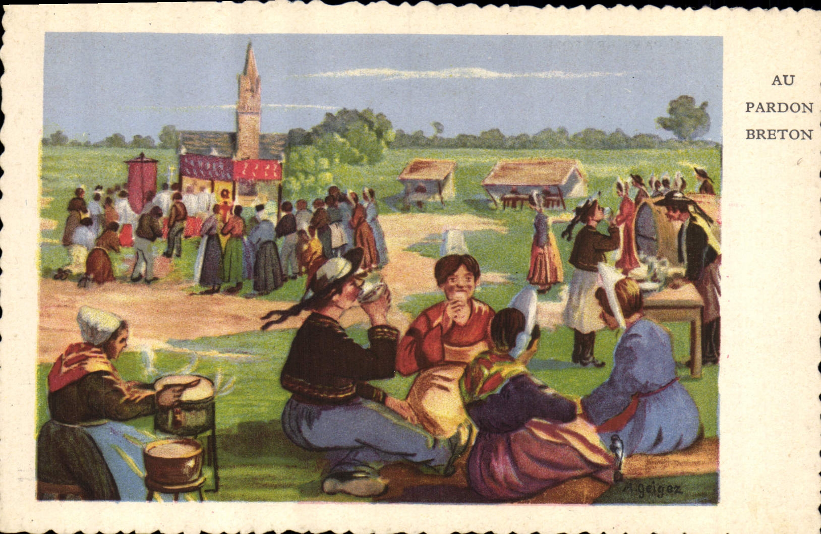 CPA Au pays Breton Geiger Folklore