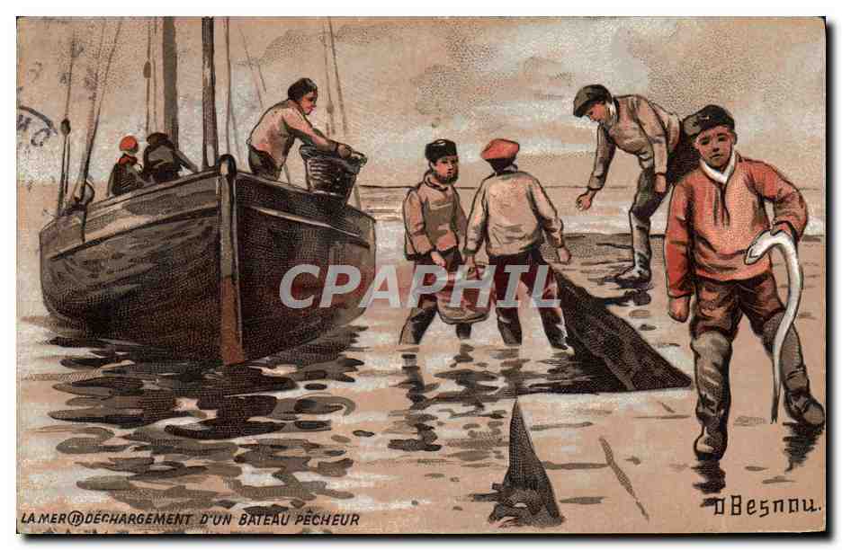 CPA Bretagne Peche Dechargement du bateau pecheur