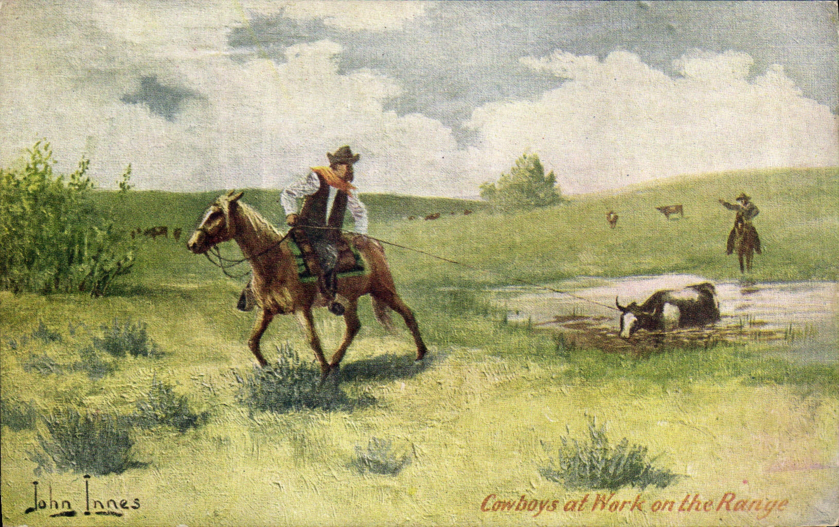 CPA Indiens Cowboys at work on the range 