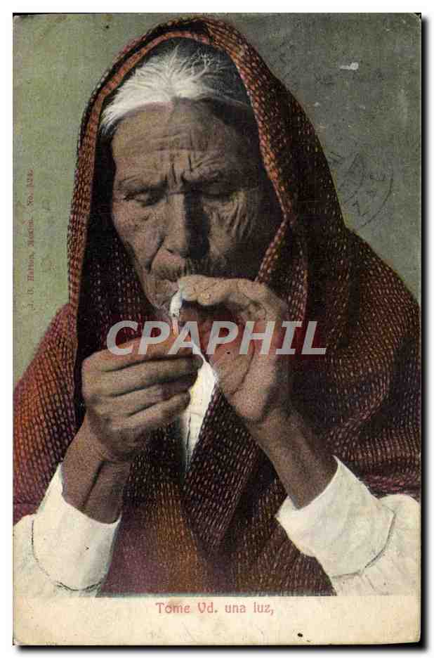 CPA Folklore Mexico Femme Tabac 