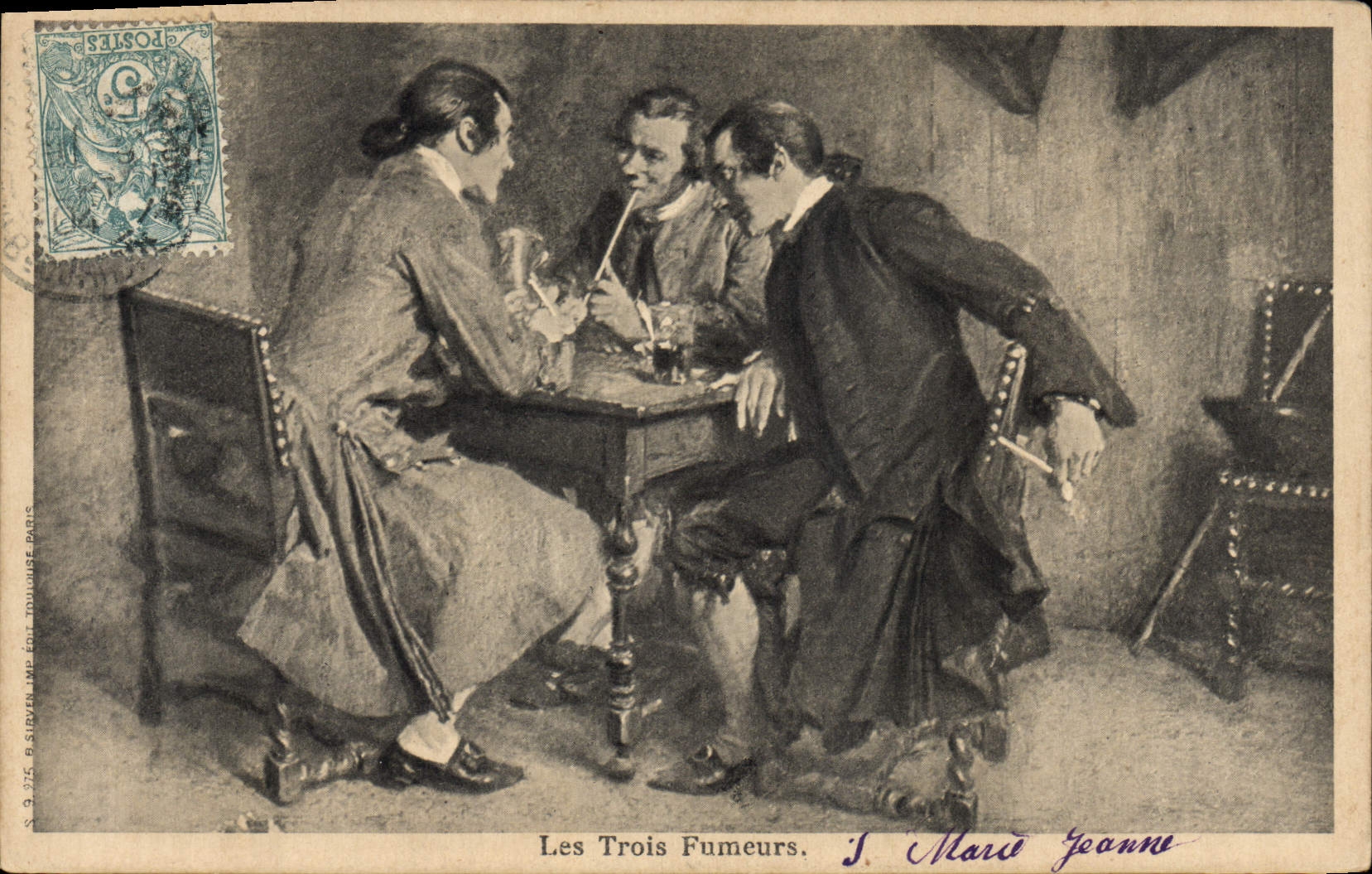 CPA Folklore Les trois fumeurs Tabac 