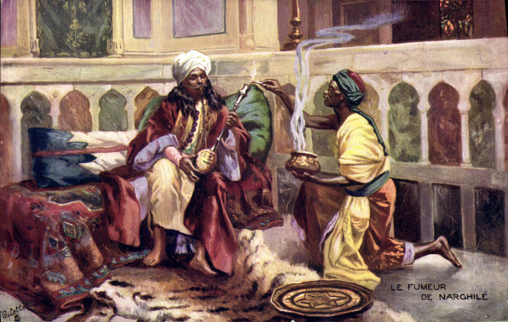 CPA Folklore Le fumeur de narghile 