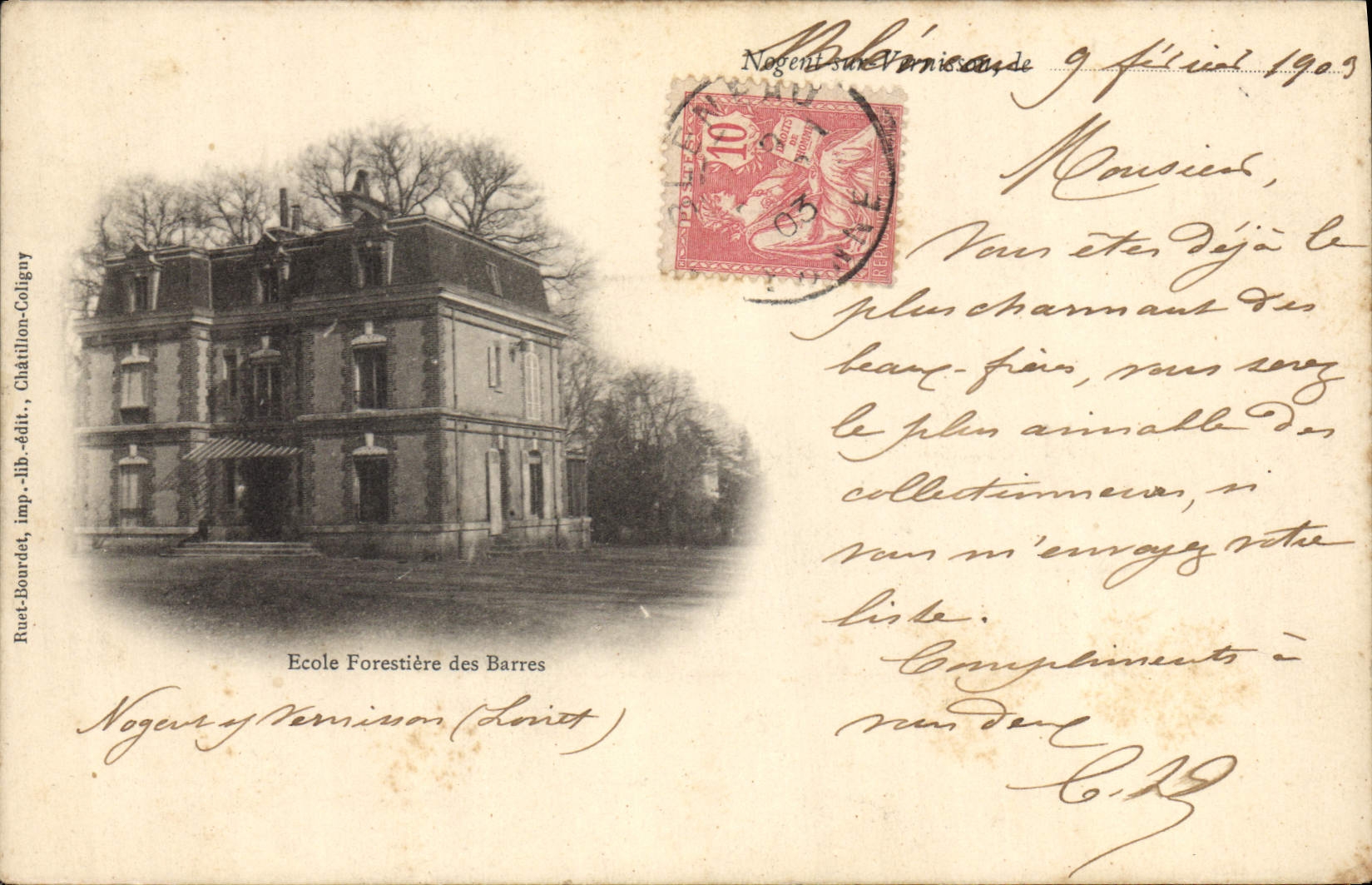École Forestière des Barres — Nogent-sur-Vernisson (Loiret) — Rue-Libordet, imp.-lib.-édit., Châtillon-Coligny