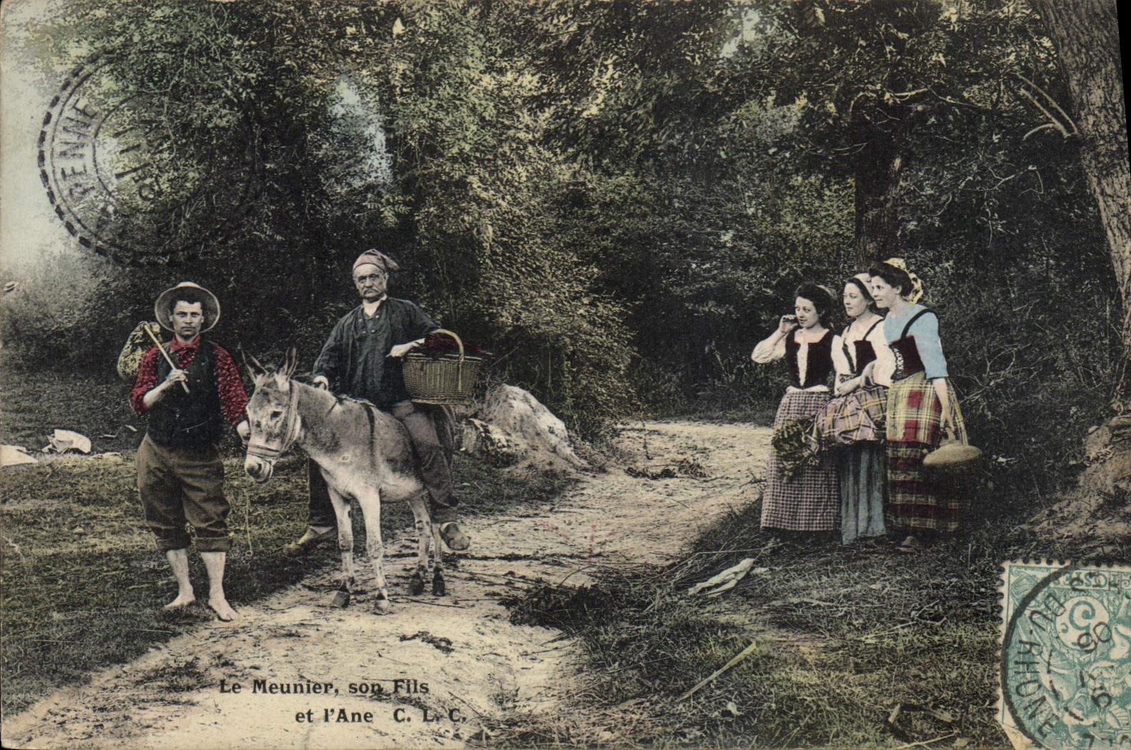 CPA Le meunier son fils et l'ane 