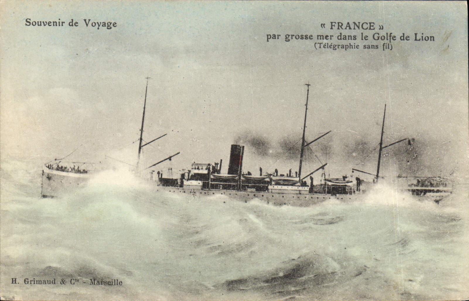 Crucero « France » — cruzando el Golfo de Lión en mar agitado — H. Grimaud & Cie - Marsella