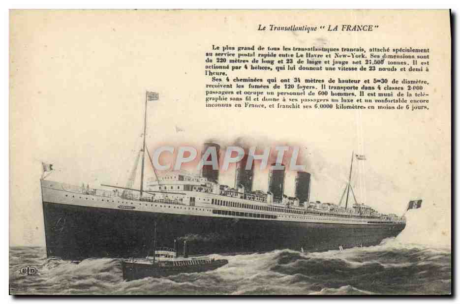 CPA Bateau Paquebot Transatlantique France 