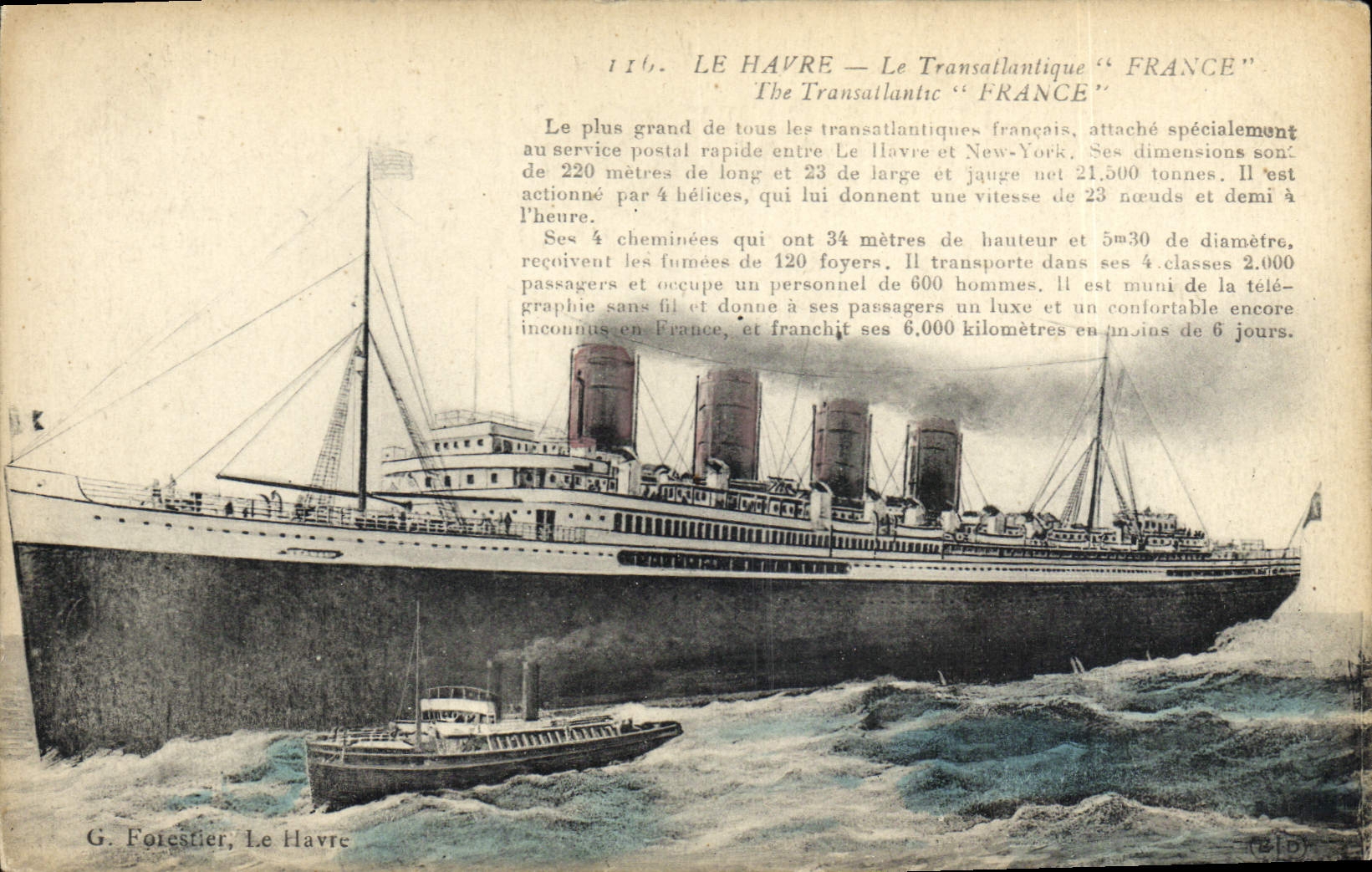 CPA Bateau Paquebot Le Havre Transatlantique France 