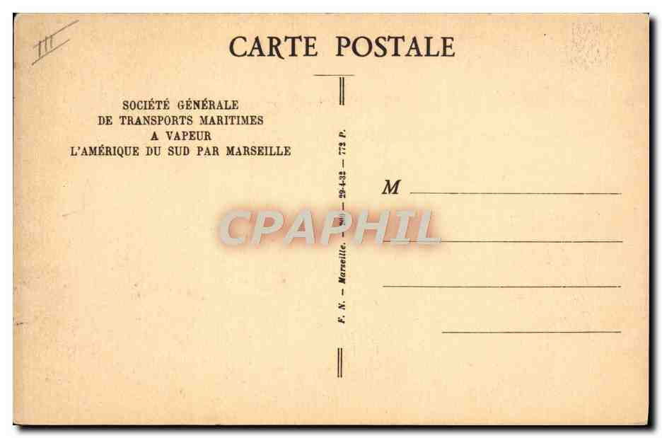 Transatlantico "FLORIDA" — S.G.T.M. — Société Générale de Transports Maritimes — Verso